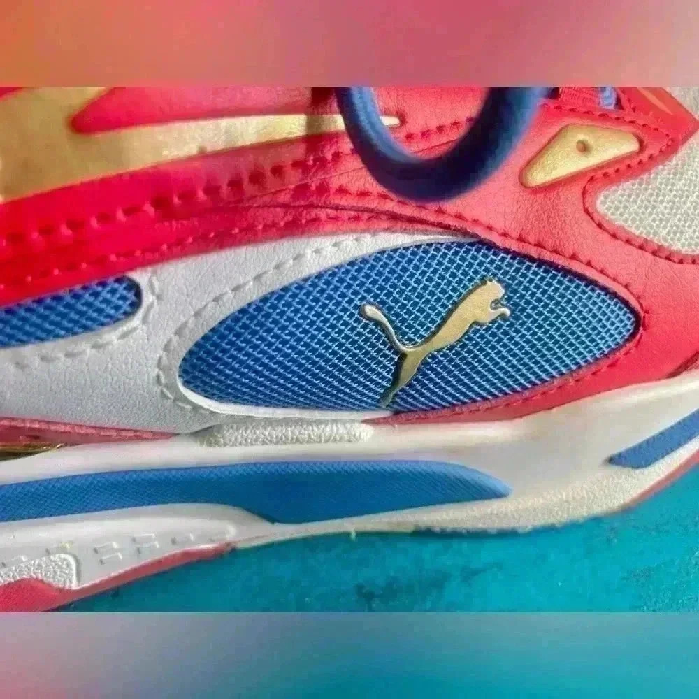 PUMA RS-Fast RWB JR Boys Youth Athletic Shoes‎ Size 6 White Red Blue Gold - Picture 5 of 11
